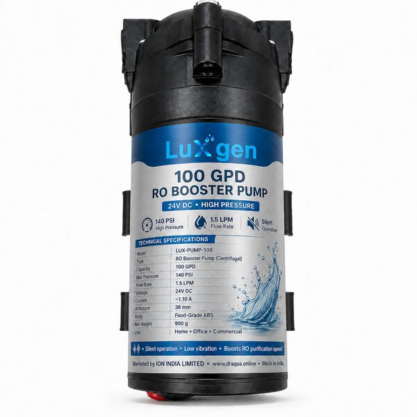 LUXGEN 100 GPD RO booster pump, 24V DC, 140 PSI